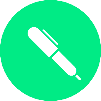 Illustration med en grön penna mot grön bakgrund